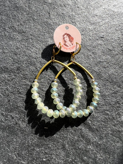 Bou Cou Sage Half Beaded Hoops