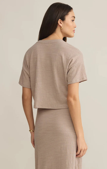 Briggs Cropped Textured Tee - Dune