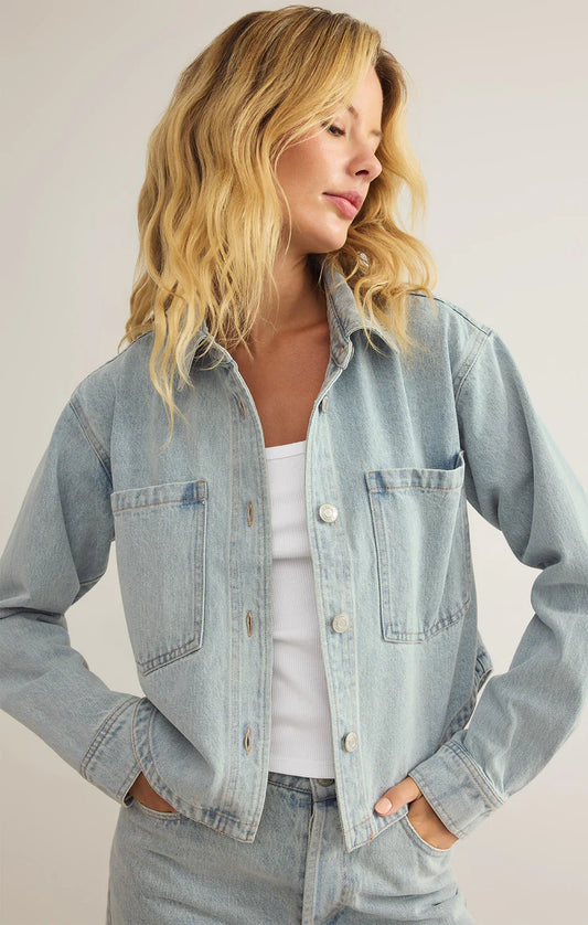 Caledonia Cropped Denim Jacket - Light Wash