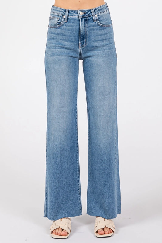 Clark Light Wash Wide Leg Scissor Hem Jeans