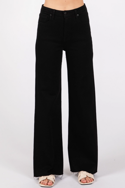 Clark Wide Leg Scissor Hem Jeans - Black