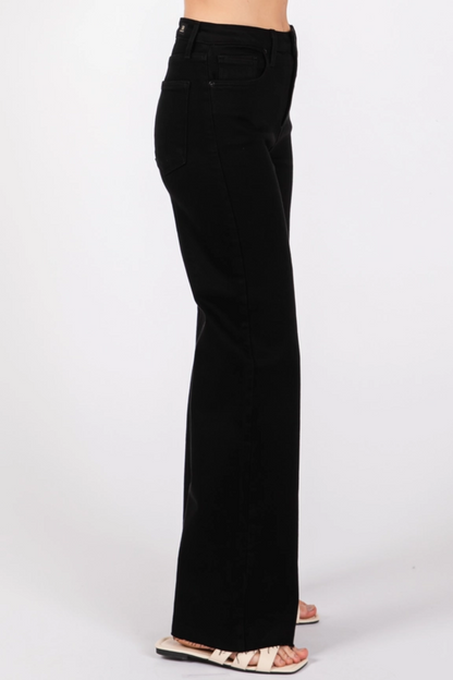 Clark Wide Leg Scissor Hem Jeans - Black