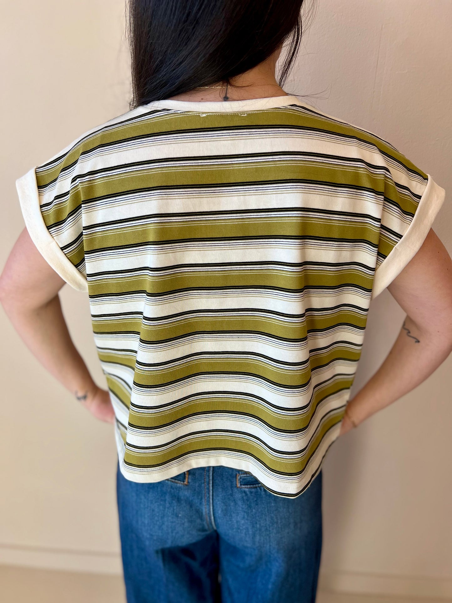 Crocker Stripped Cap Sleeve Top