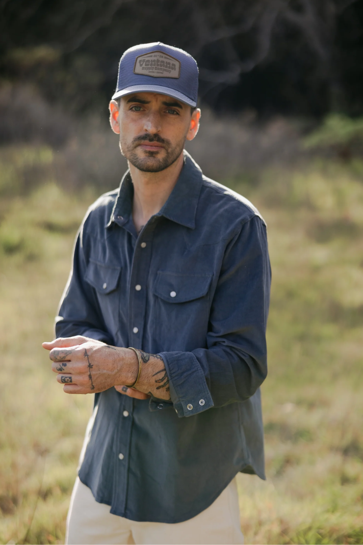 Cypress Corduroy Western Shirt Aegean Blue Men by VNTNA