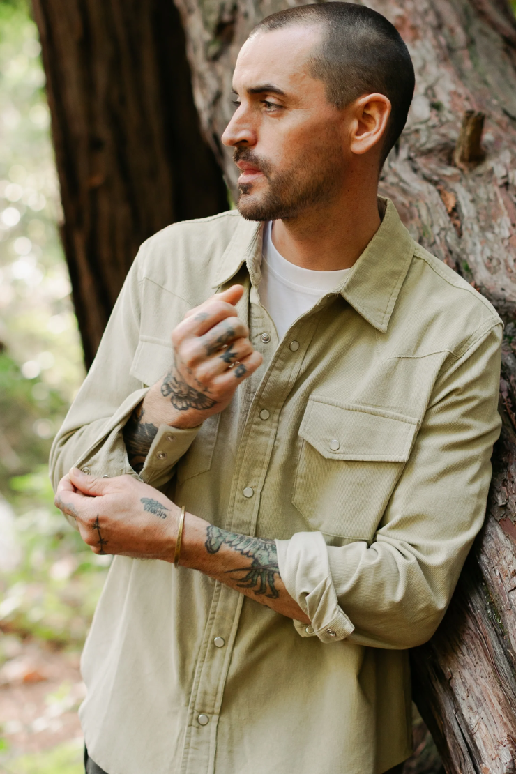 Cypress Corduroy Western Shirt Dusty Olive Men by VNTNA