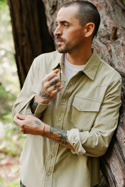 Cypress Corduroy Western Shirt Dusty Olive Men by VNTNA