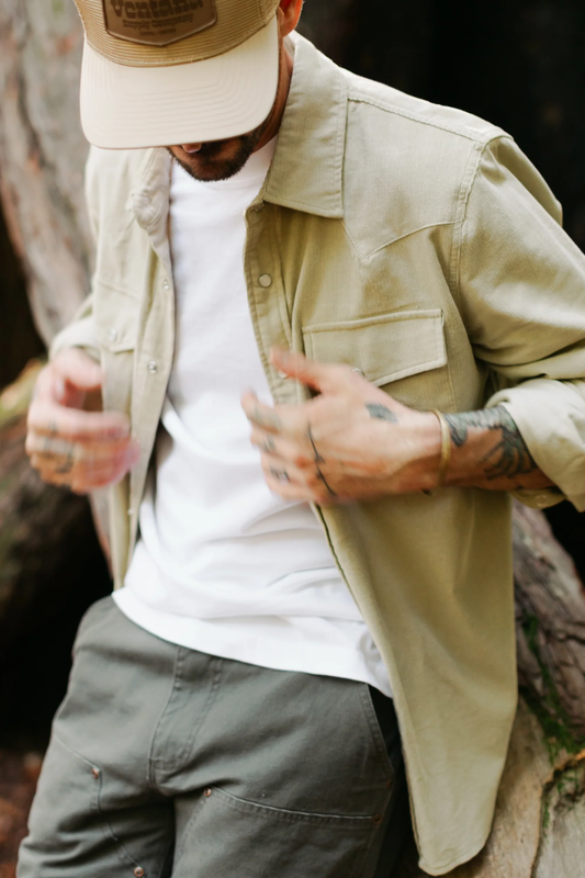 Cypress Corduroy Western Shirt Dusty Olive Men by VNTNA
