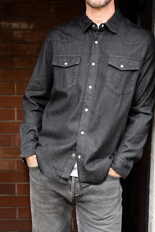 Cypress Denim Shirt Vintage Coal Men by VNTNA