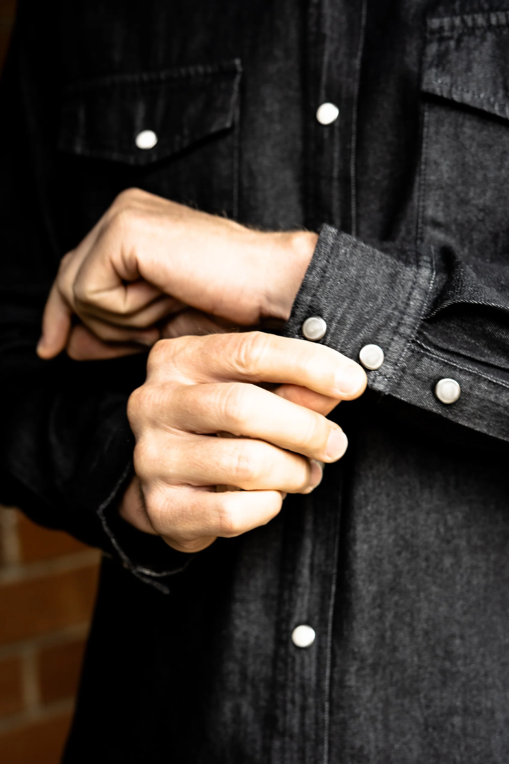 Cypress Denim Shirt Vintage Coal Men by VNTNA