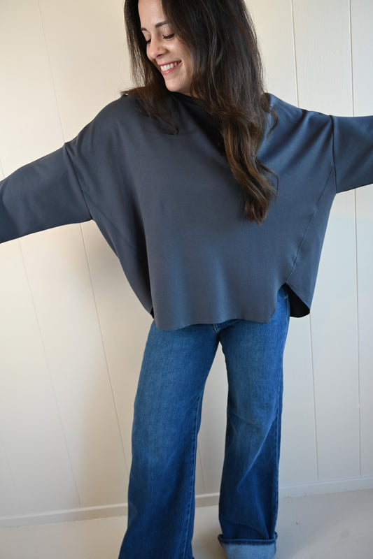 Shell Avenue Long Sleeve Top - Gunmetal