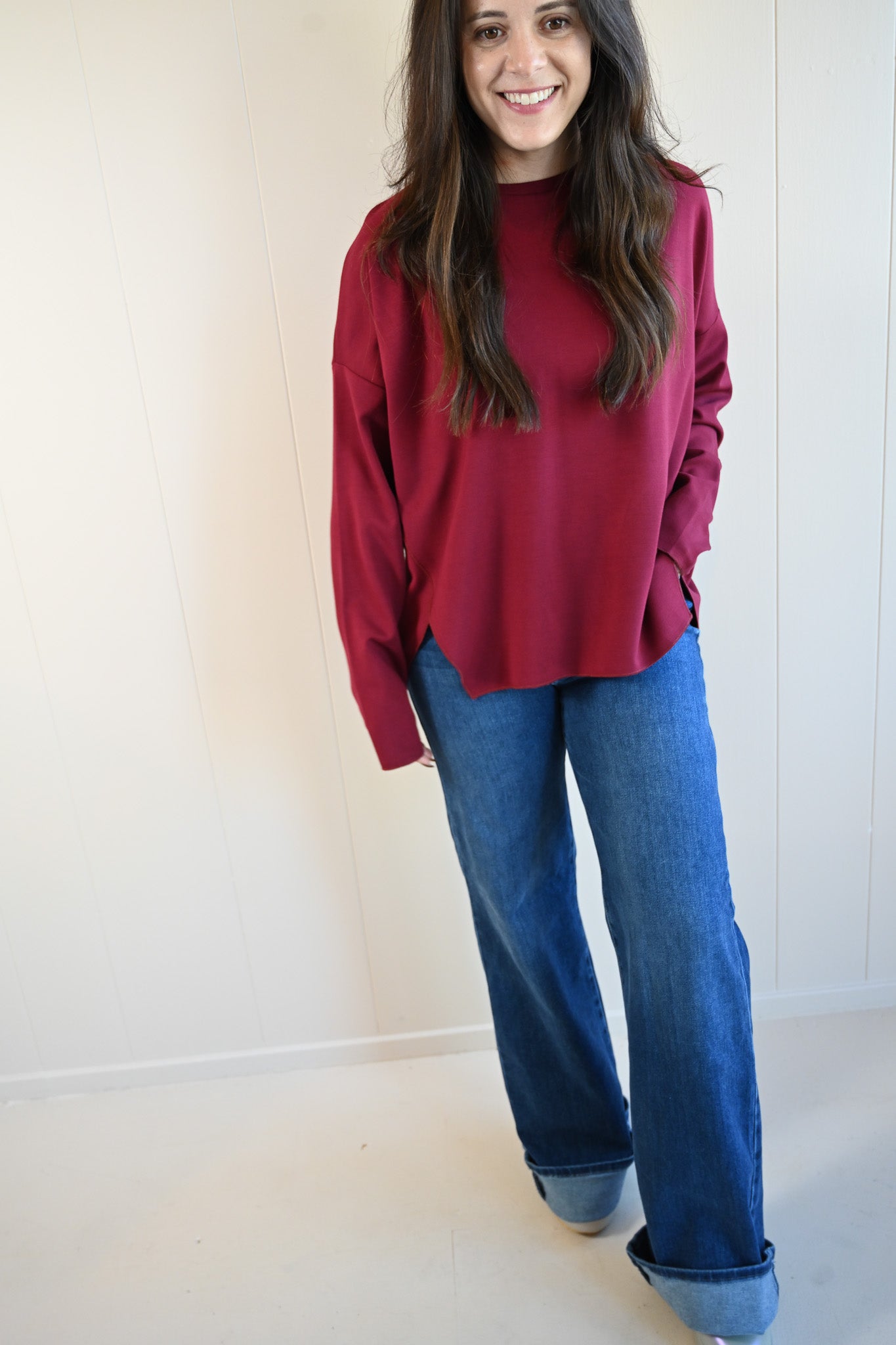 Shell Avenue Long Sleeve Top - Wine