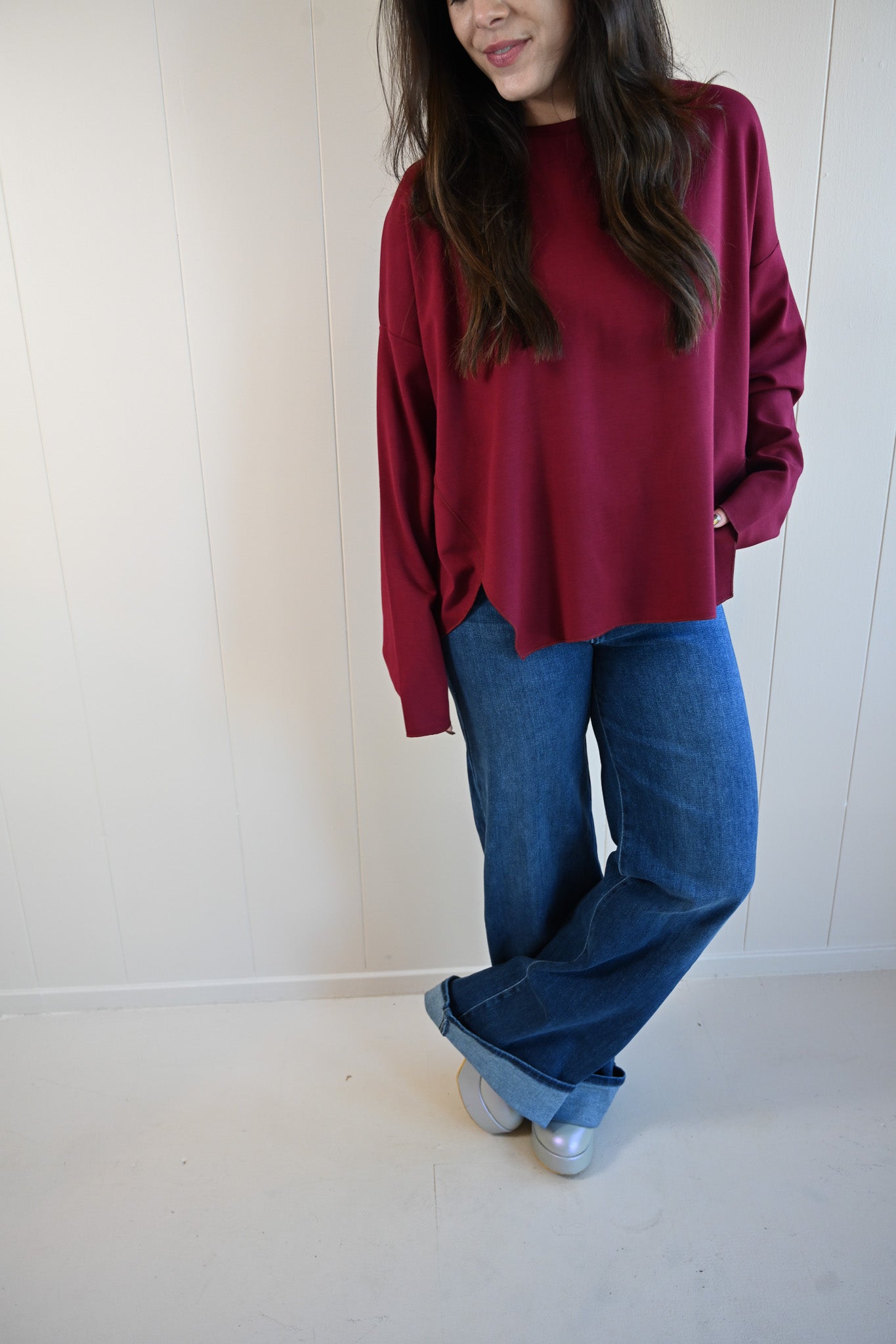 Shell Avenue Long Sleeve Top - Wine