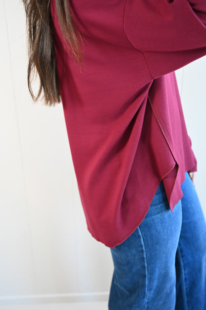 Shell Avenue Long Sleeve Top - Wine