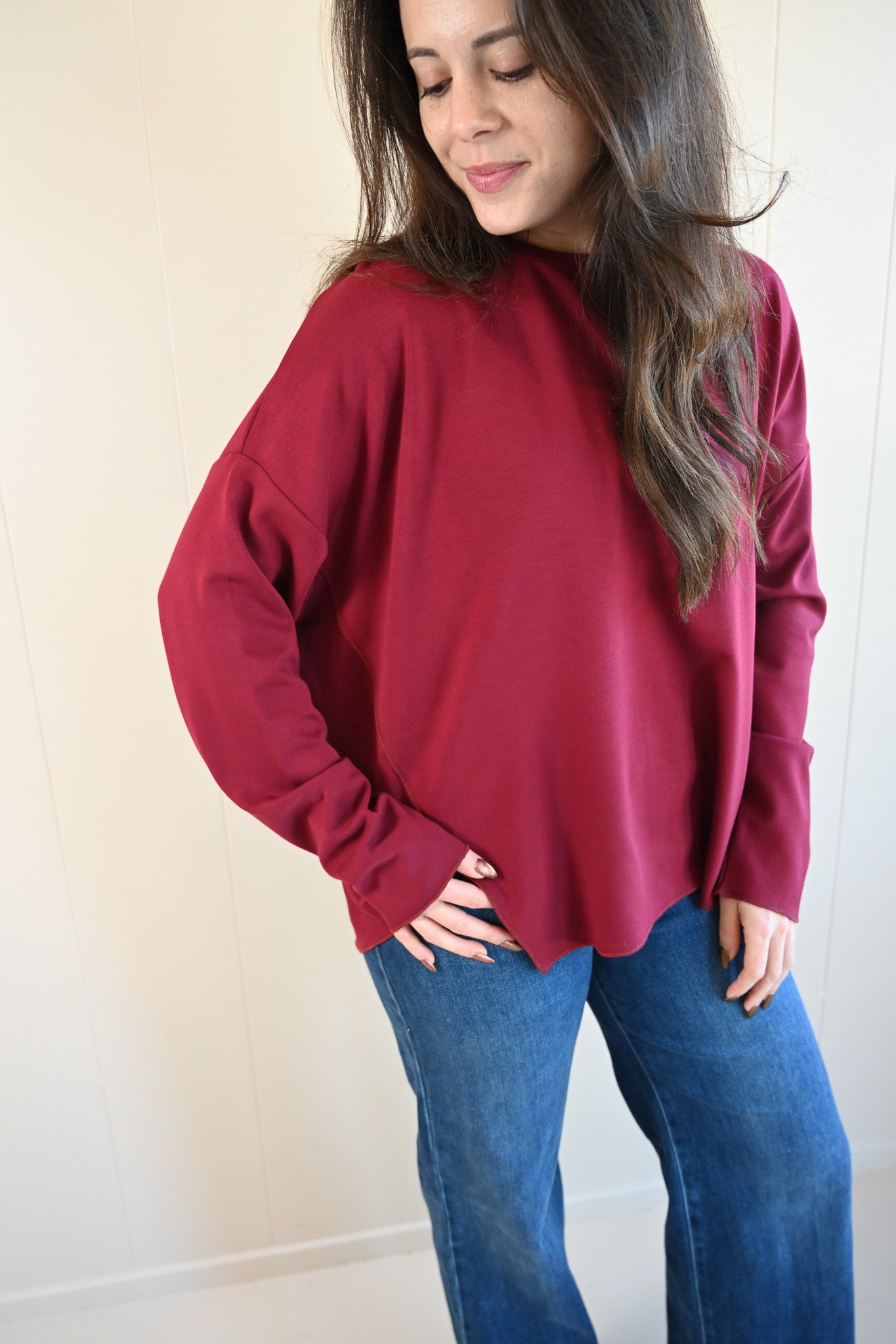 Shell Avenue Long Sleeve Top - Wine