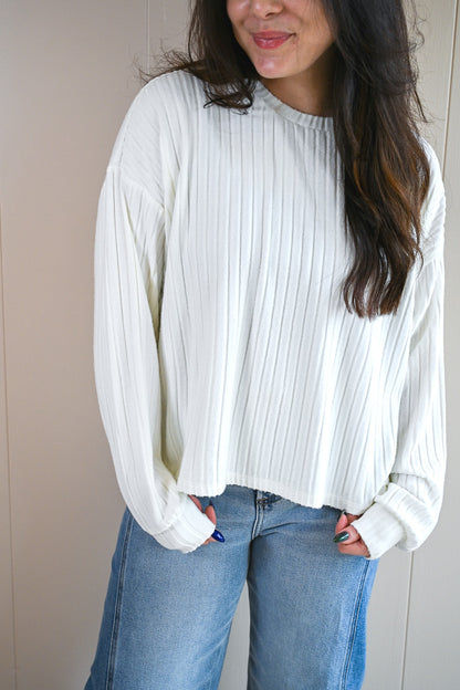Siren Street Rib Long Sleeve Top - Sand