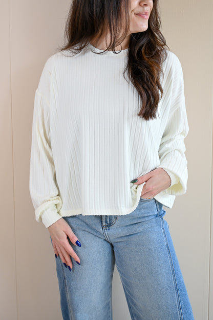 Siren Street Rib Long Sleeve Top - Sand
