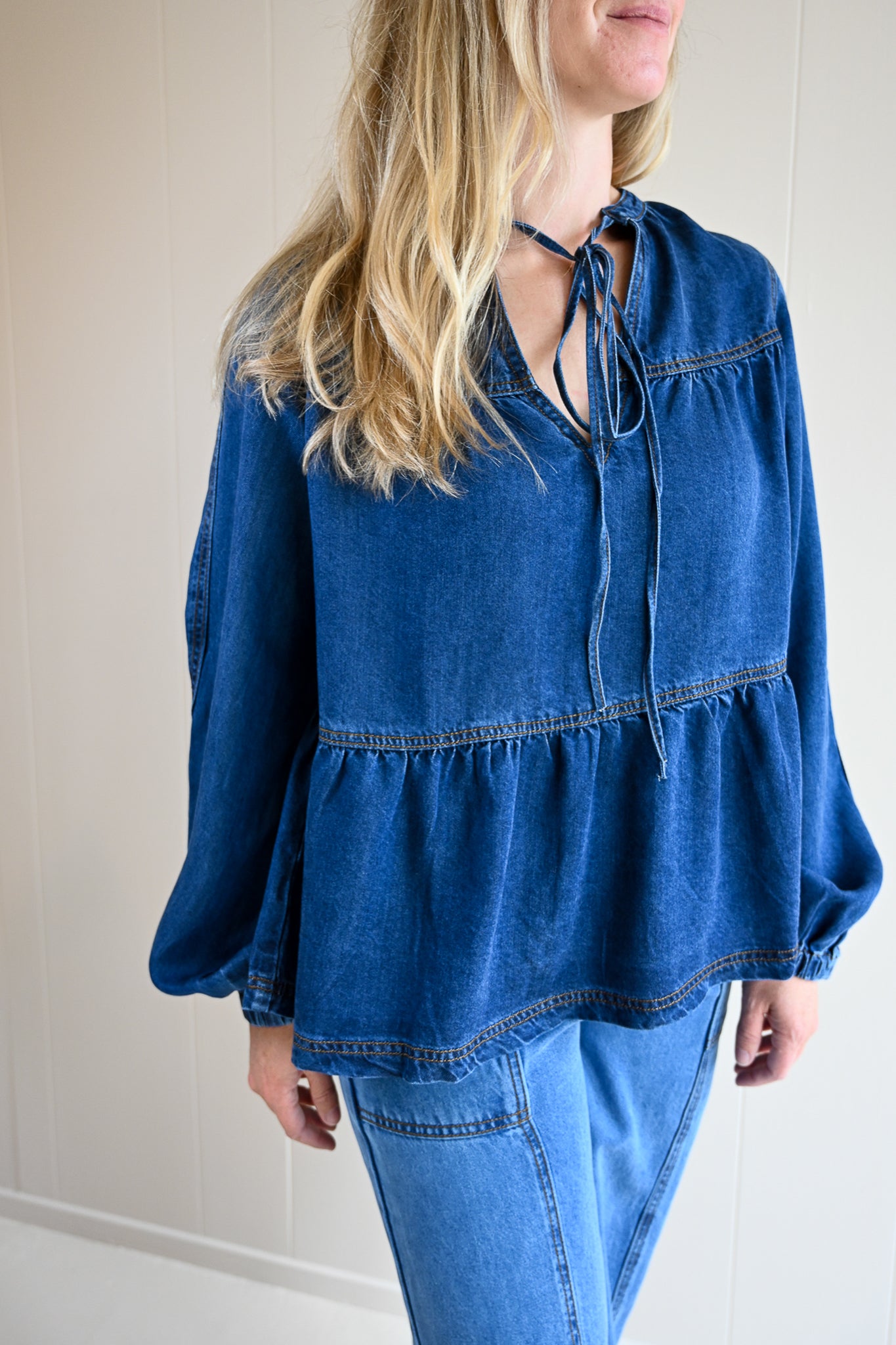 Quarterdeck Denim Tie Top