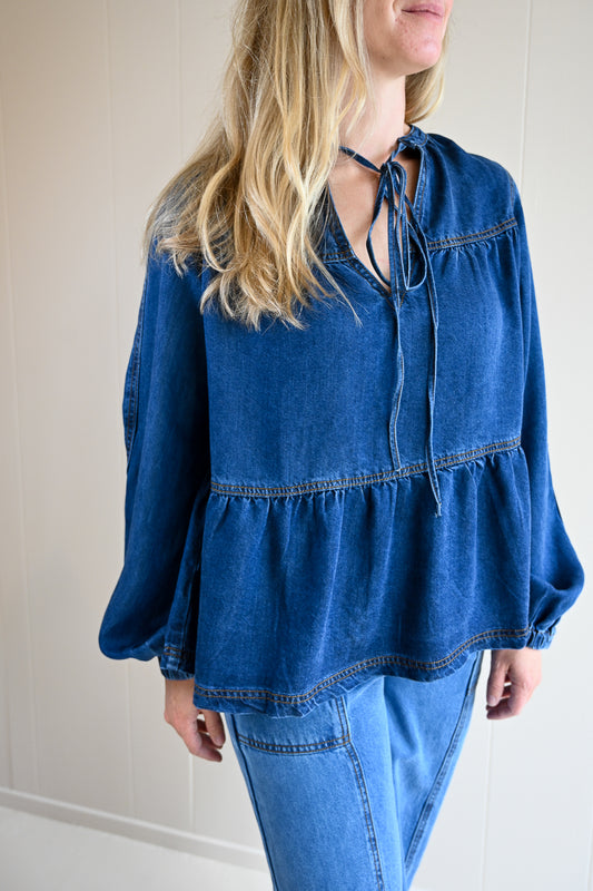 Quarterdeck Denim Tie Top