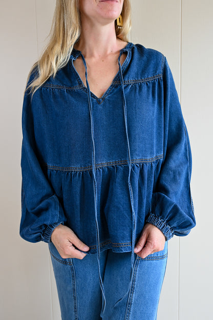 Quarterdeck Denim Tie Top