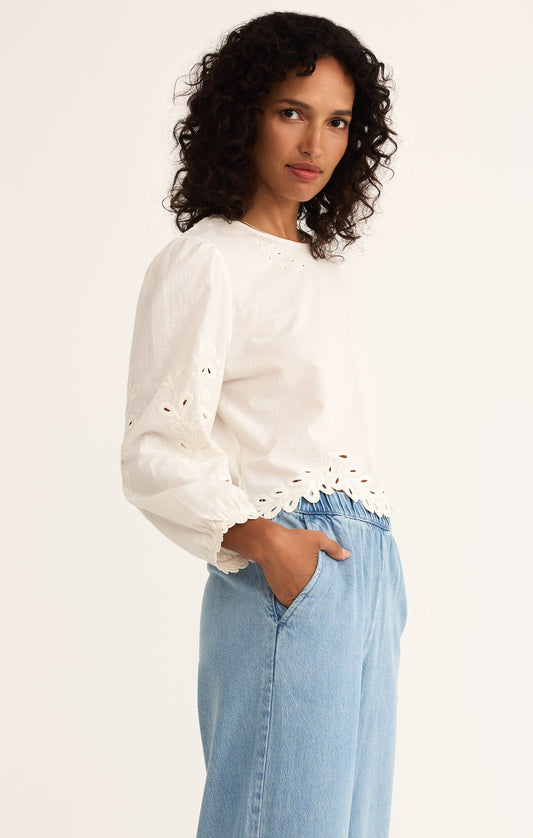 Egan Embroidered Linen Top