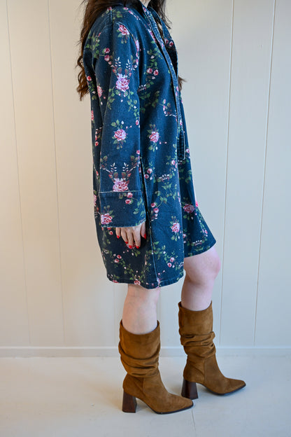 Congress Ave. Floral Denim Dress
