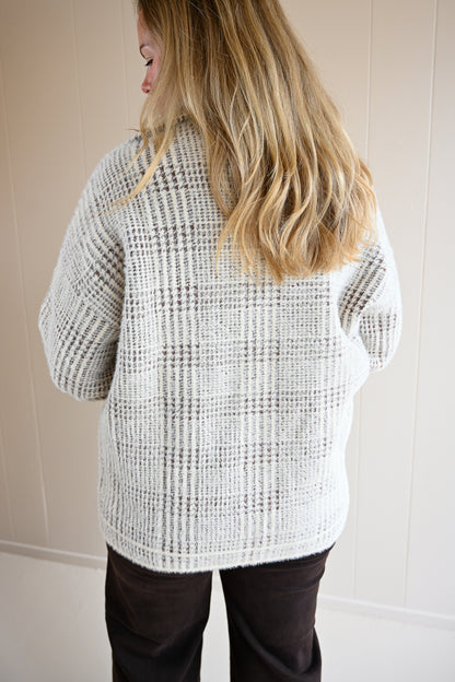 Jewell Avenue Plaid Sweater Jacket