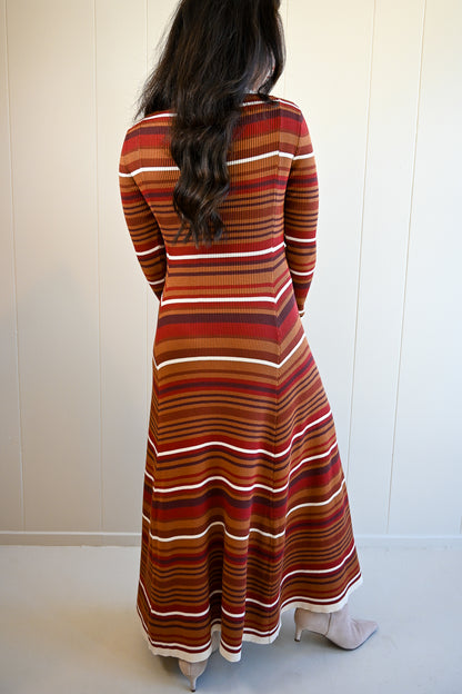 Balboa Stripped Collar Maxi Dress