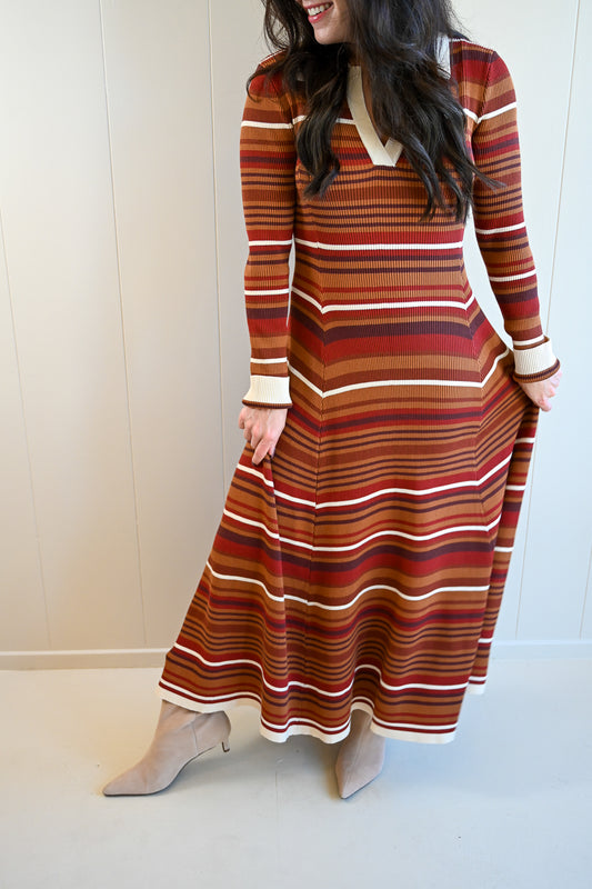 Balboa Stripped Collar Maxi Dress