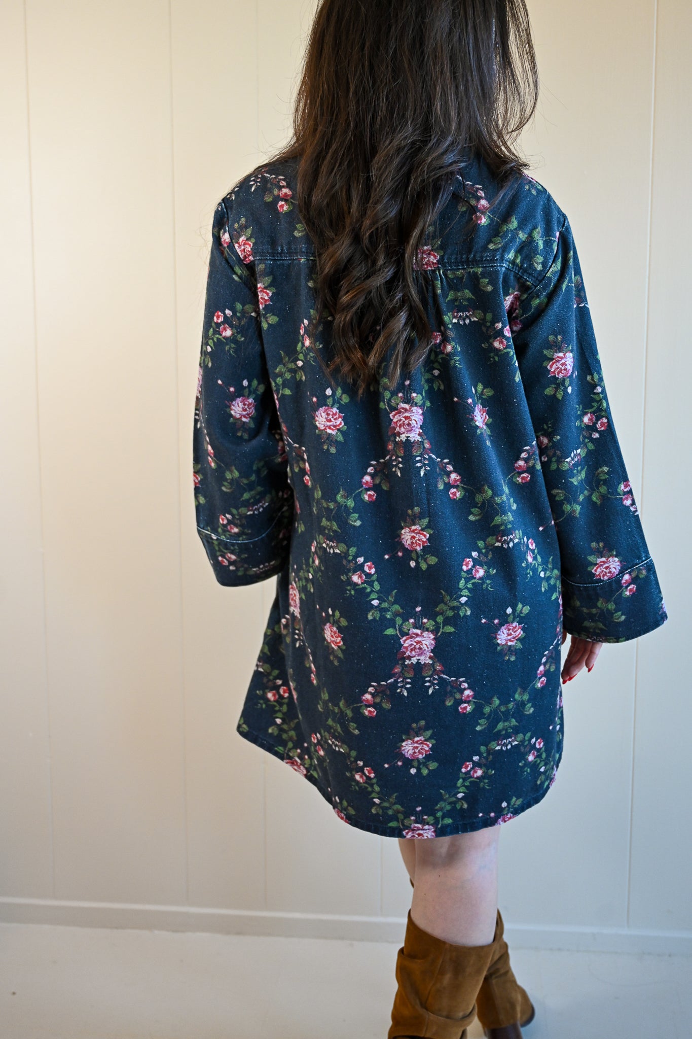 Congress Ave. Floral Denim Dress