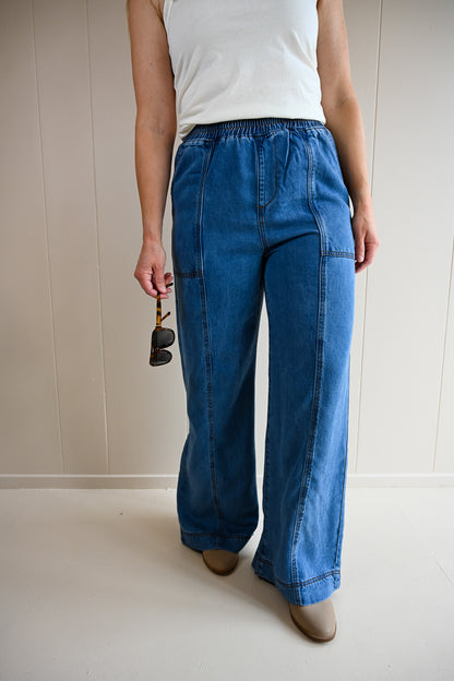 Ripple Stitch Denim Trouser