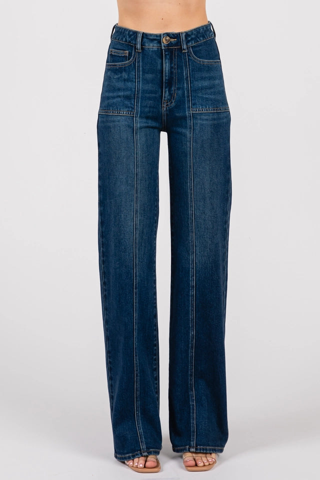 Briggs Street Front Seam Dark Straight Leg Denim