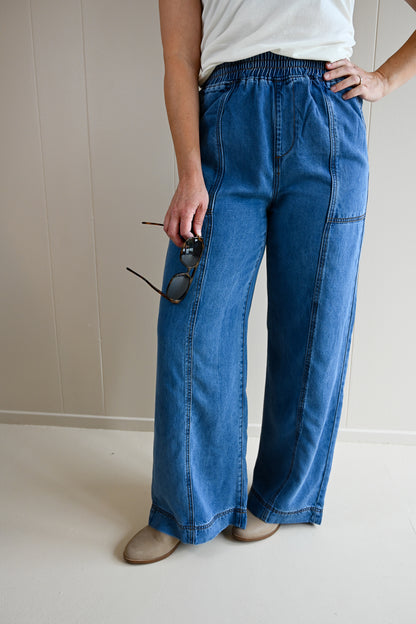 Ripple Stitch Denim Trouser
