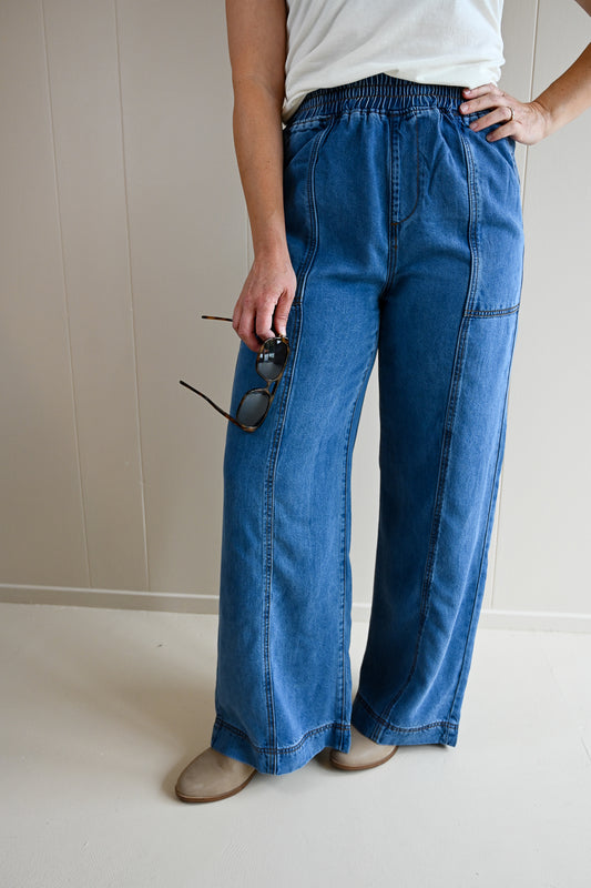Ripple Stitch Denim Trouser