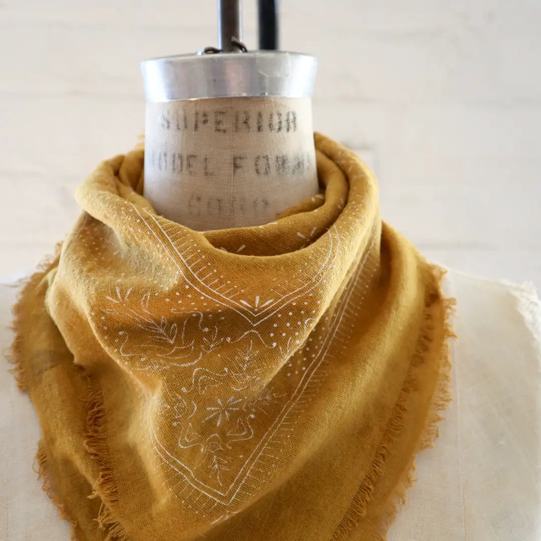 Raw Silk Bandana - Gold