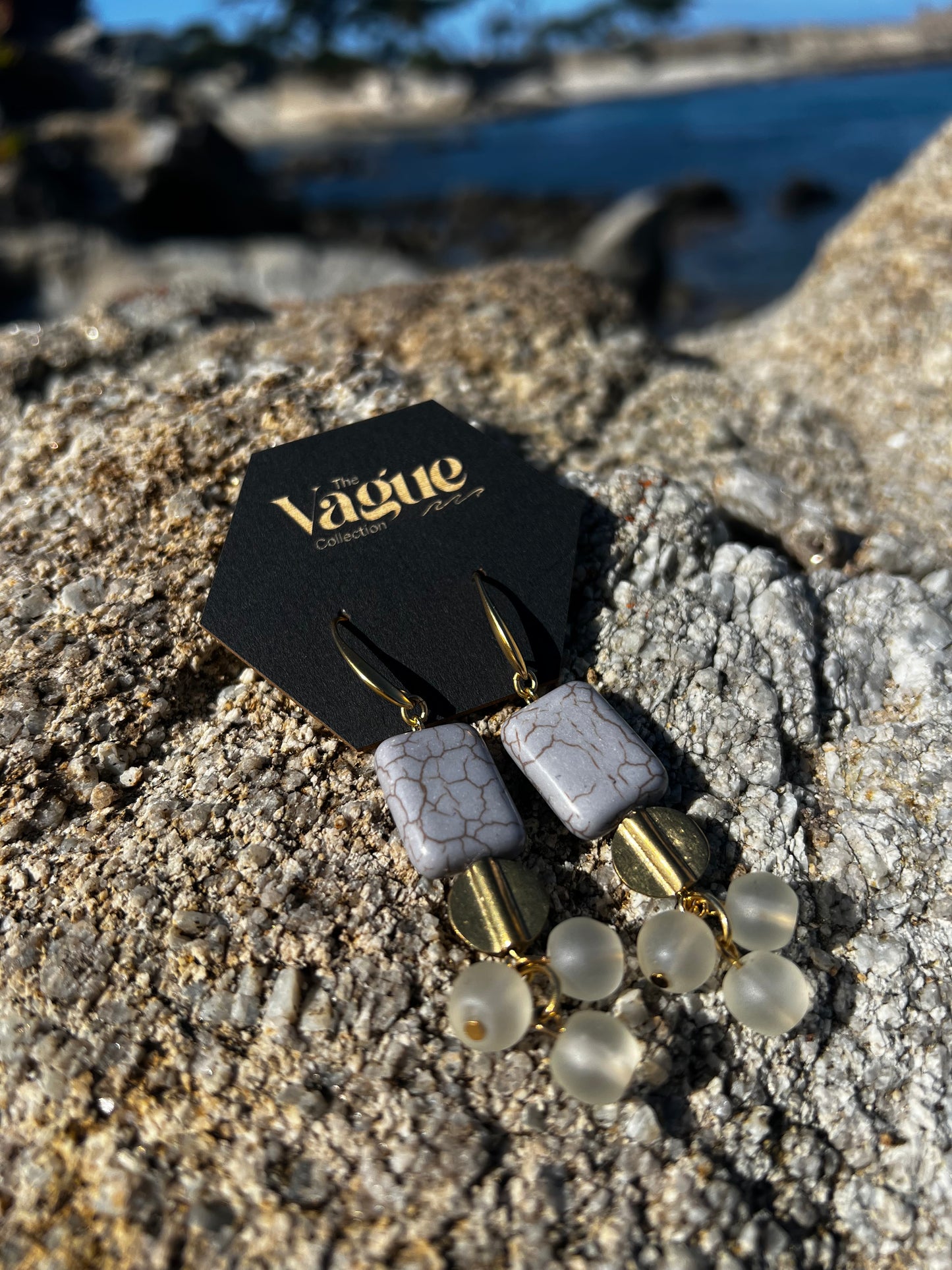 Gray and Vintage Glass Beaded Earrings
