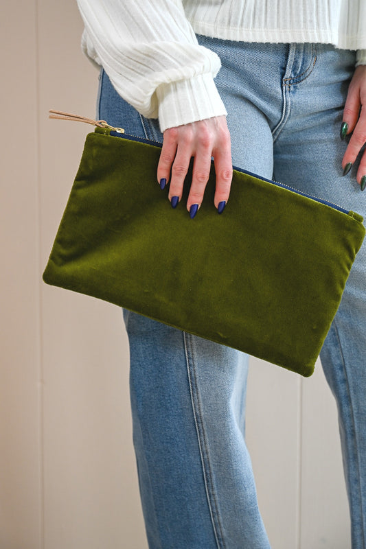 Velvet Clutch - Evergreen
