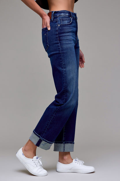 Seaview Avenue High Rise Dark Straight Leg Cuff Jeans