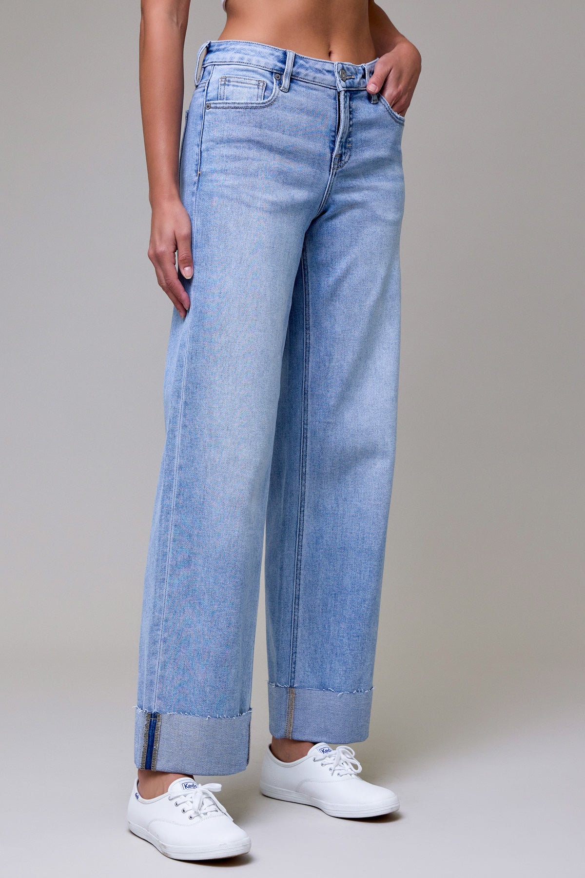 Todd Lane Mid Rise Straight Leg Cuff Jeans