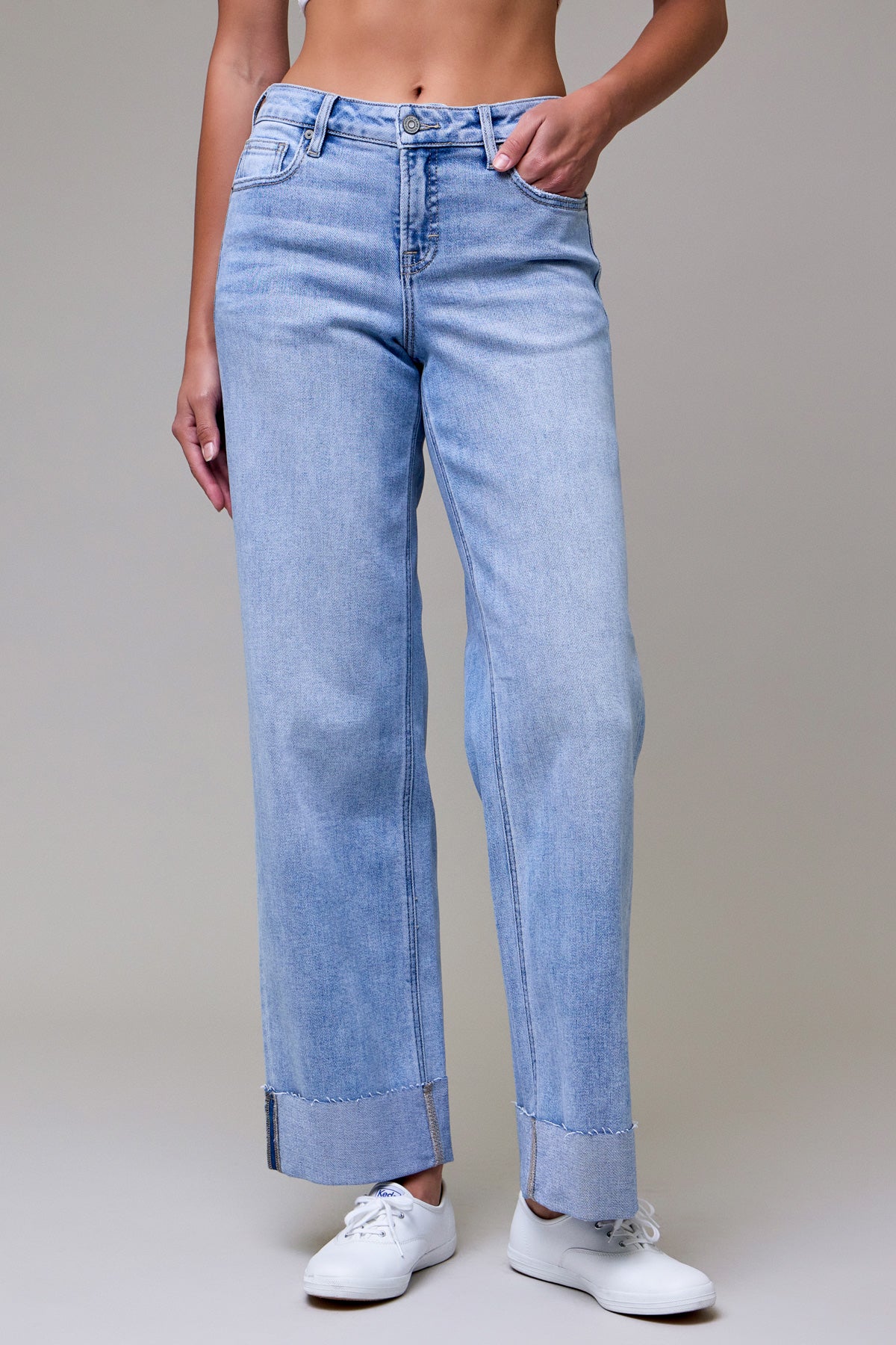 Todd Lane Mid Rise Straight Leg Cuff Jeans
