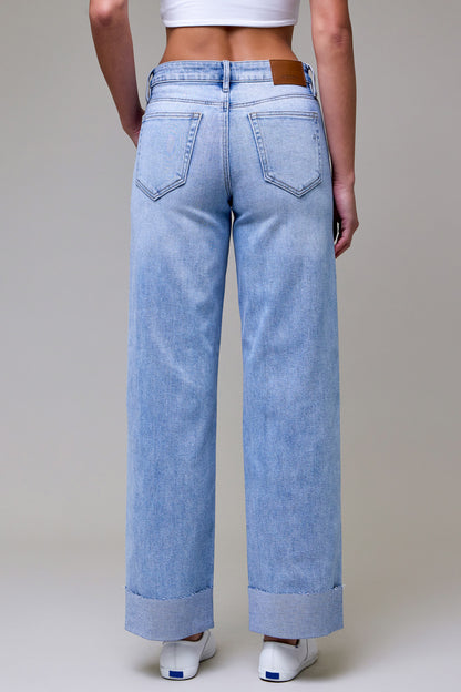 Todd Lane Mid Rise Straight Leg Cuff Jeans