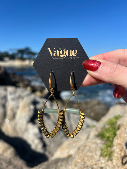 Jade and Copper Wire Wrapped Earrings
