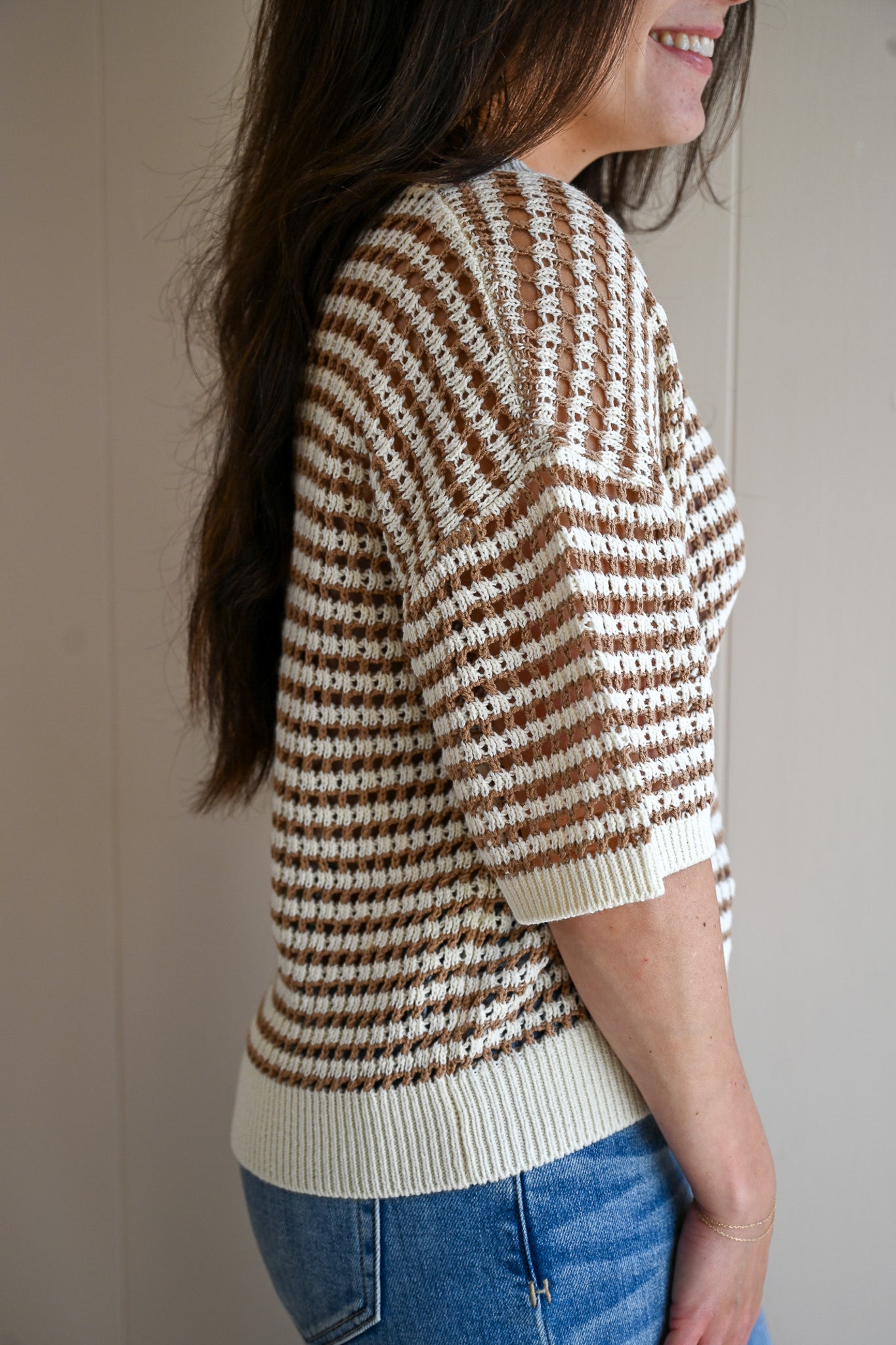 Laurie Striped Crochet Sweater
