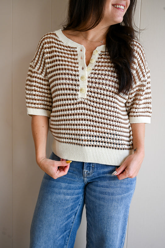 Laurie Striped Crochet Sweater