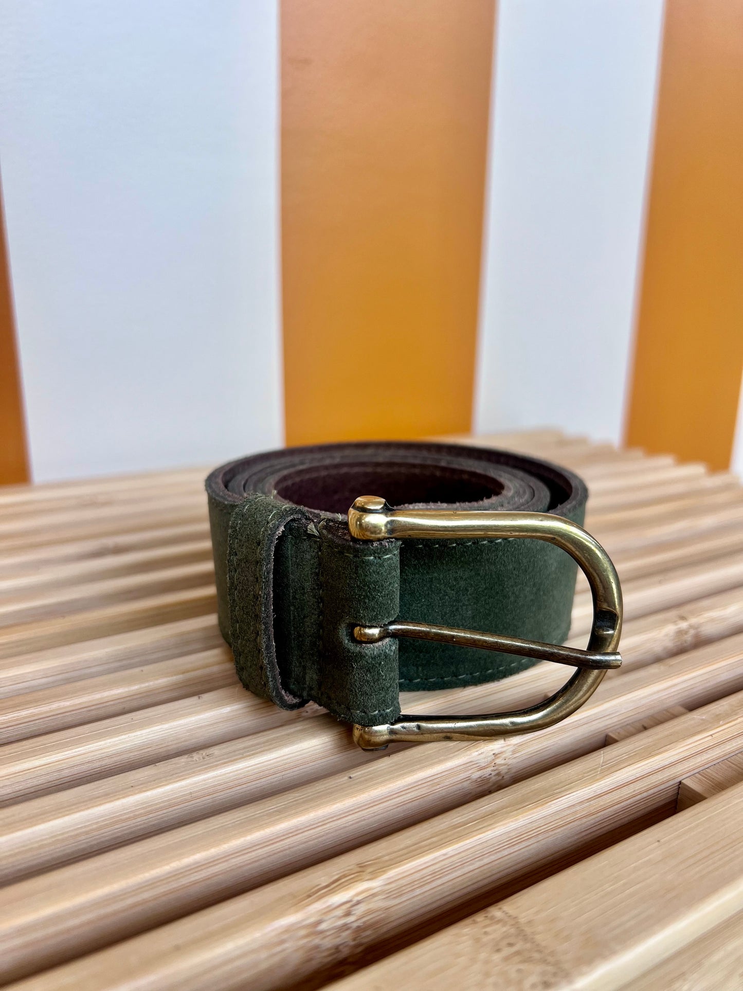 Olive Italian Suede Belt