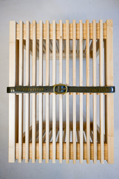 Olive Studded Italian Leather Belt