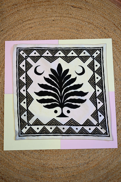 Organic Cotton Bandana - Black + Ivory Bloom