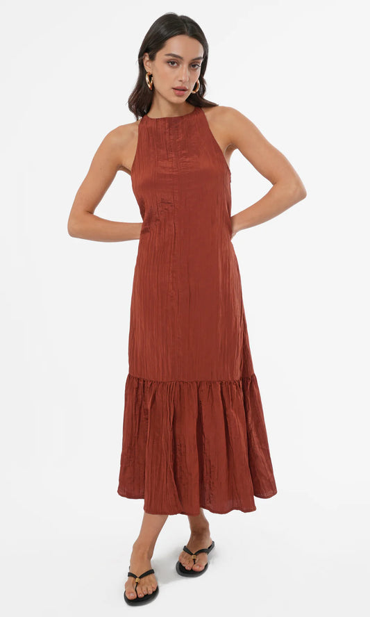 Park Place Textured Cross Back Midi Dress