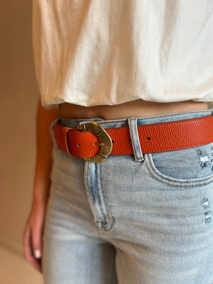 Presidio Leather Belt - Leather Sunset Coral