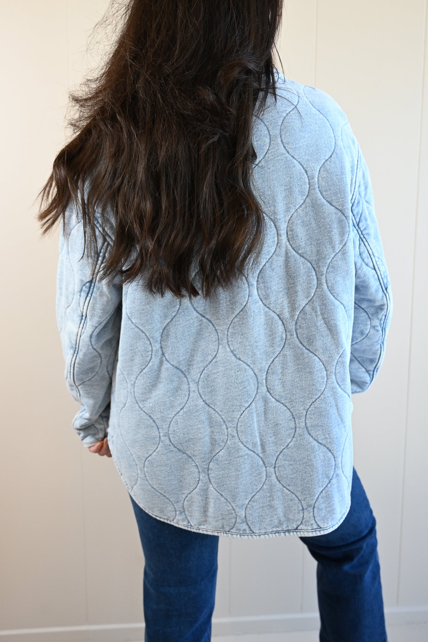 Evergreen Road Quilted Knit Denim Jacket