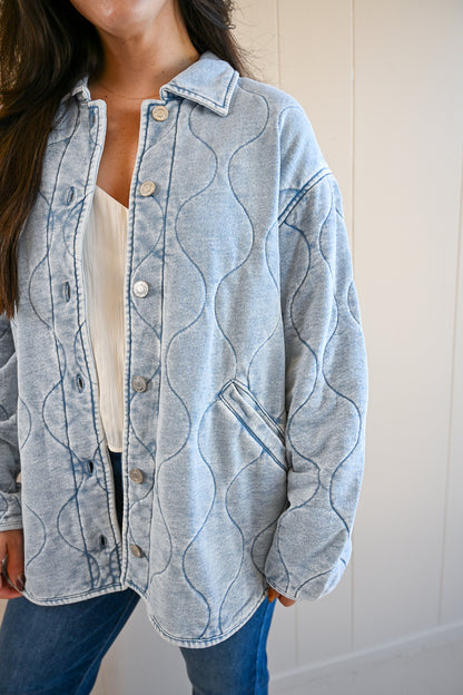 Evergreen Road Quilted Knit Denim Jacket